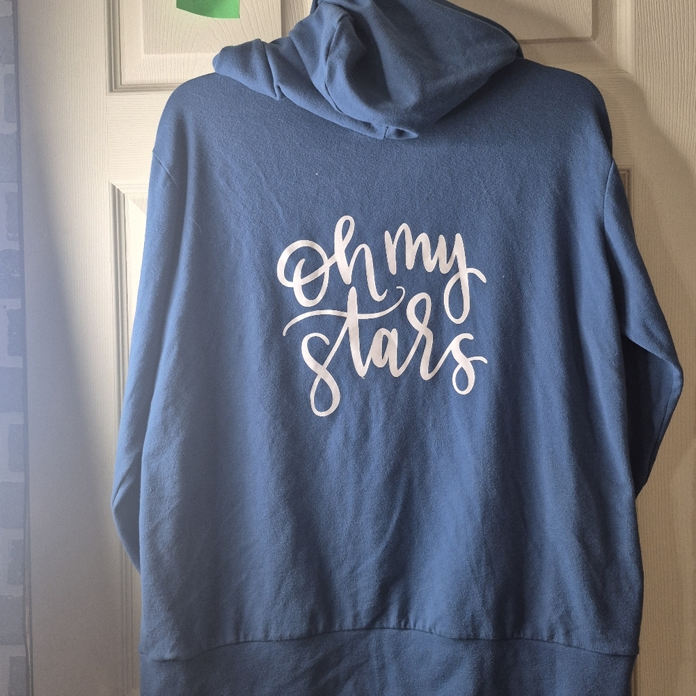Blue Hoodie with 'Oh My Stars' Print